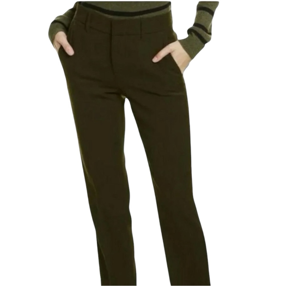 Vince Olive Green Slim Straight Cropped Ankle Pants Stretch Cotton Size 2